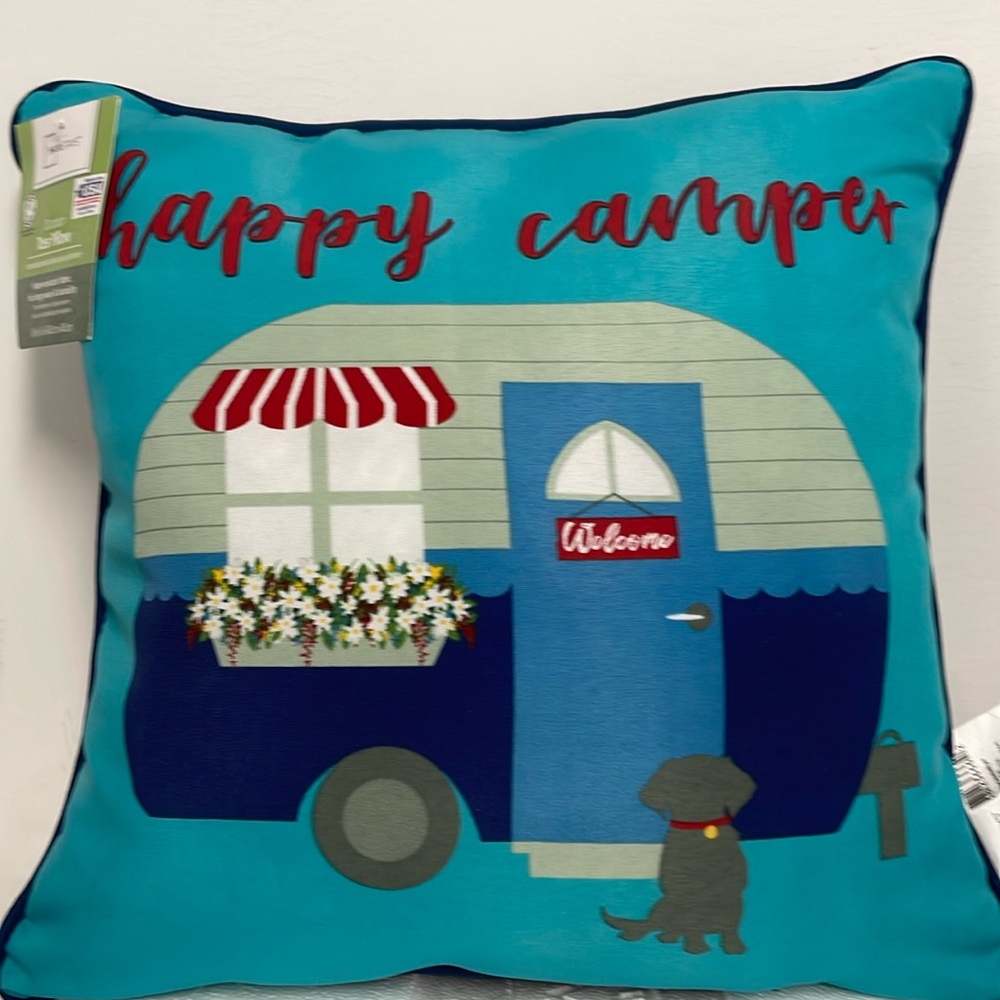 Happy Camper Outdoor Pillow